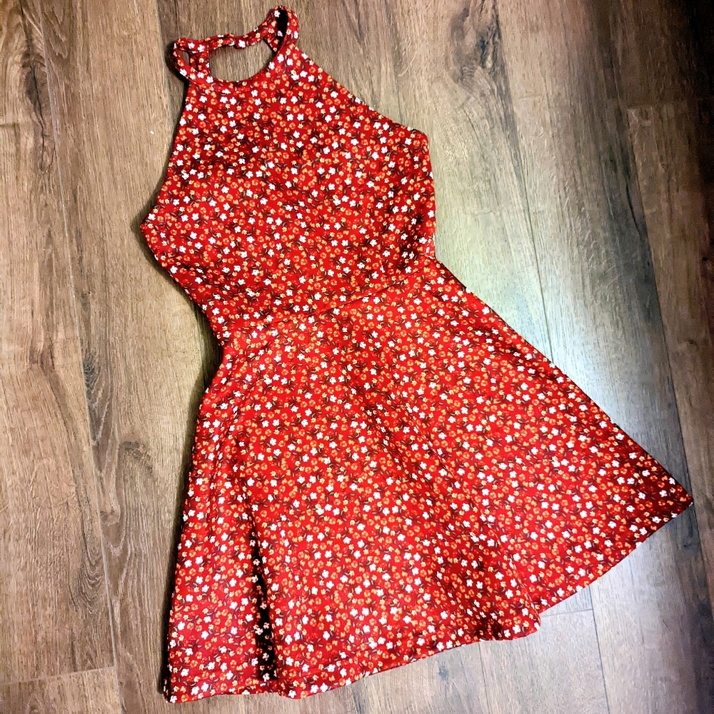 Red floral sundress